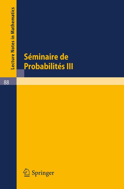 Produktbild: S&eacute;minaire de Probabilit&eacute;s III