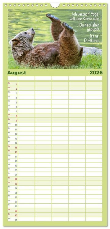 Produktbild: Familienplaner 2026 - Spa&szlig; mit B&auml;ren: Edition lustige Tiere mit 5 Spalten (Wandkalender, 21 x 45 cm) CALVENDO