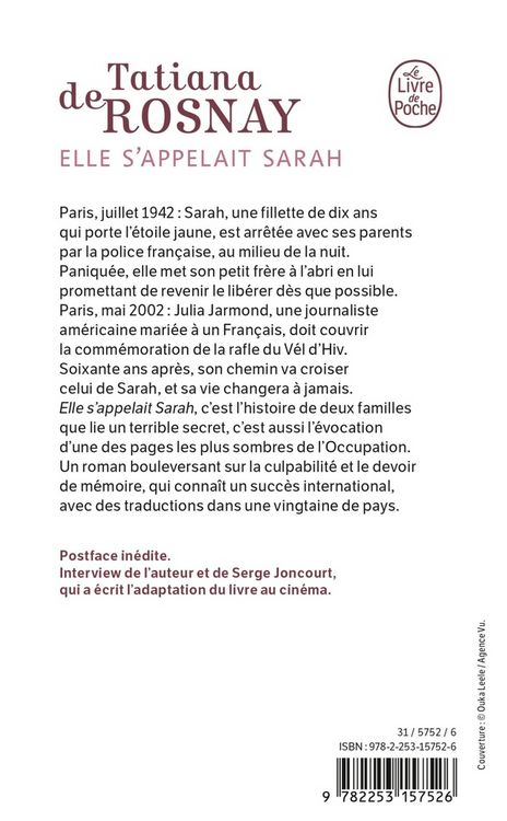 Produktbild: Elle s'appelait Sarah