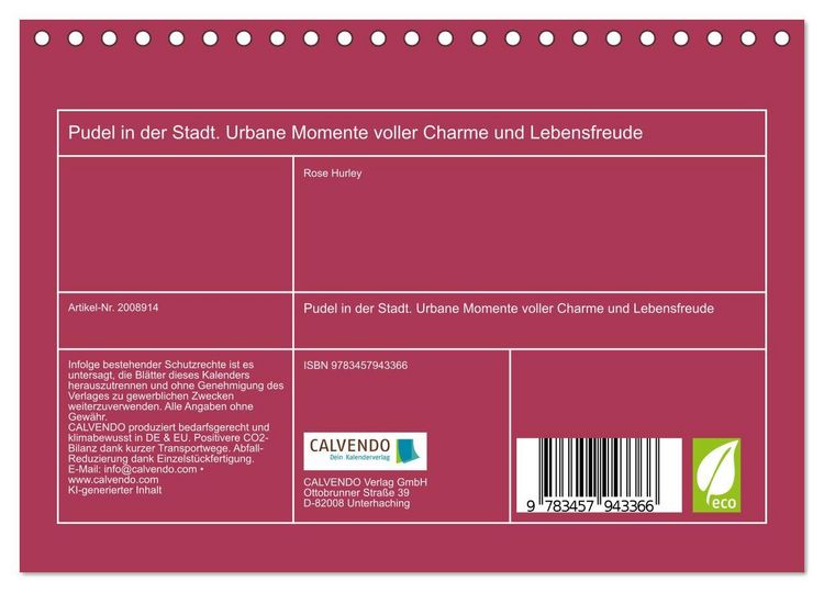 Produktbild: Pudel in der Stadt. Urbane Momente voller Charme und Lebensfreude (Tischkalender 2026 DIN A5 quer), CALVENDO Monatskalender