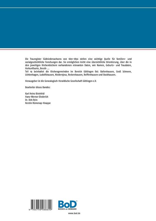 Produktbild: Trauregister aus den Kirchenb&uuml;chern S&uuml;dniedersachsens 1801 - 1850