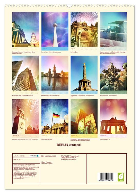 Produktbild: BERLIN ultracool (hochwertiger Premium Wandkalender 2026 DIN A2 hoch), Kunstdruck in Hochglanz