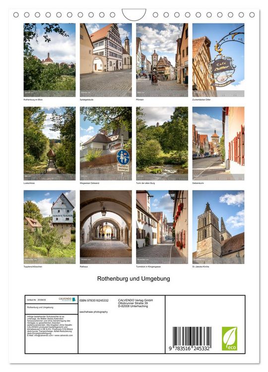 Produktbild: Rothenburg und Umgebung (Wandkalender 2026 DIN A4 hoch), CALVENDO Monatskalender