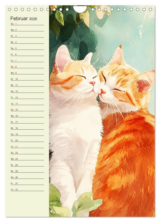 Produktbild: Bezaubernde Katzen. Miezen im lieblichen Aquarell-Stil (Wandkalender 2026 DIN A4 hoch), CALVENDO Monatskalender