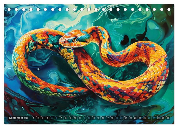 Produktbild: Jahr der Schlange - Illustrationen des chinesischen Tierkreiszeichens (Tischkalender 2026 DIN A5 quer), CALVENDO Monatskalender