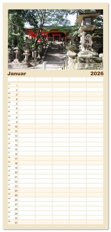 Produktbild: Familienplaner 2026 - Japan - Impressionen aus dem Land der aufgehenden Sonne mit 5 Spalten (Wandkalender, 21 x 45 cm) CALVENDO