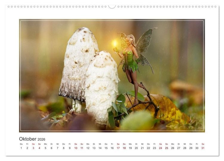 Produktbild: Pilze im Elfenwald (hochwertiger Premium Wandkalender 2026 DIN A2 quer), Kunstdruck in Hochglanz