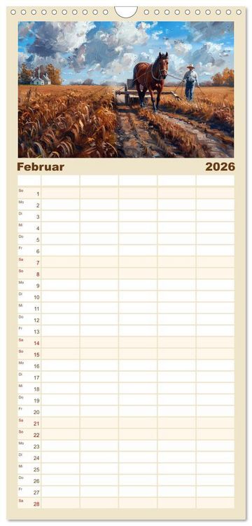 Produktbild: Familienplaner 2026 - Facetten des alten Landlebens mit 5 Spalten (Wandkalender, 21 x 45 cm) CALVENDO