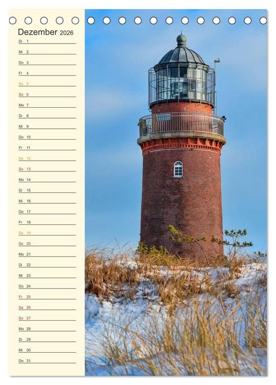 Produktbild: Deutsche Leuchtt&uuml;rme - maritimer Geburtstagsplaner (Tischkalender 2026 DIN A5 hoch), CALVENDO Monatskalender
