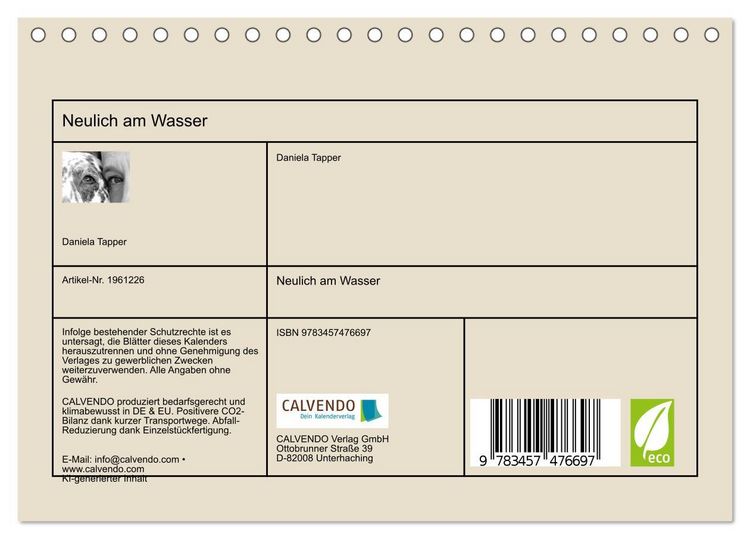 Produktbild: Neulich am Wasser (Tischkalender 2026 DIN A5 quer), CALVENDO Monatskalender