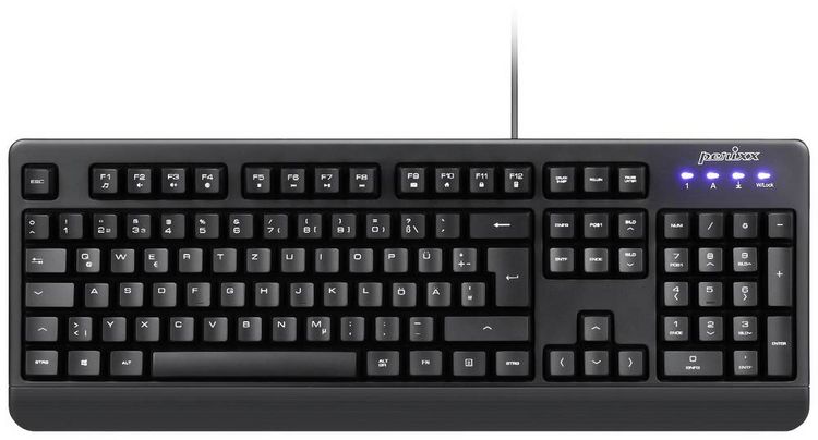 Produktbild: Perixx Periboard-517 B USB Tastatur Deutsch, QWERTZ Schwarz Staubgesch&uuml;tzt, Spritzwassergesch&uuml;tzt