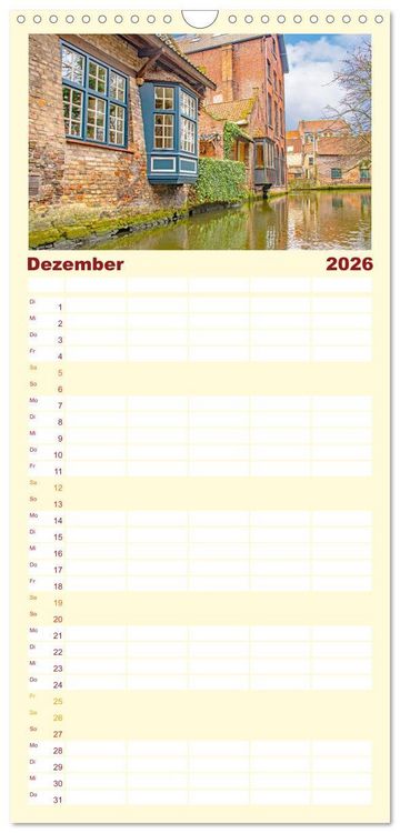 Produktbild: Familienplaner 2026 - Br&uuml;gge - malerische Stadt mit Charme mit 5 Spalten (Wandkalender, 21 x 45 cm) CALVENDO
