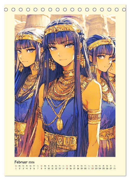 Produktbild: Im alten &Auml;gypten. Manga-M&auml;dchen im Pharaonenland (Tischkalender 2026 DIN A5 hoch), CALVENDO Monatskalender
