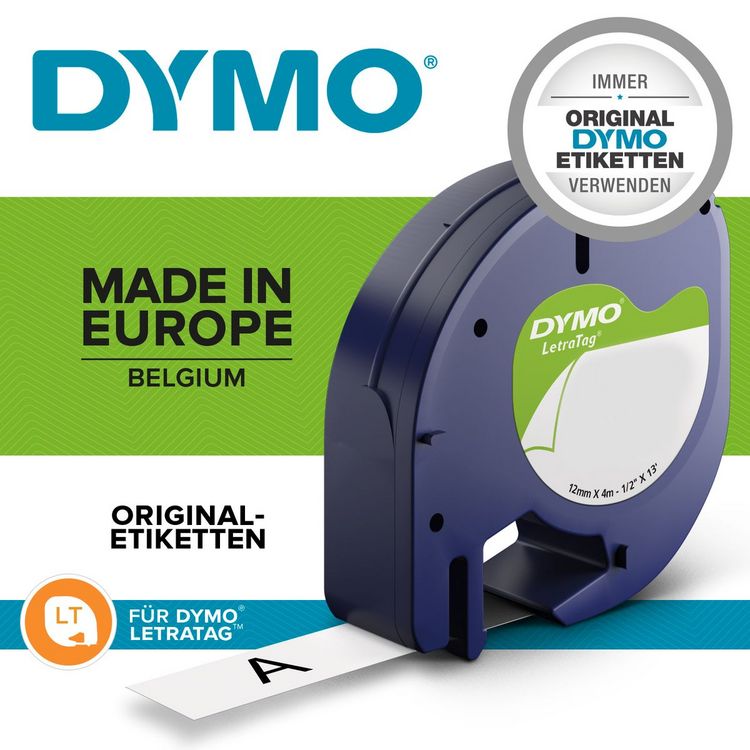 Produktbild: DYMO Beschriftungsband LetraTag Plastic schwarz auf rot Blister