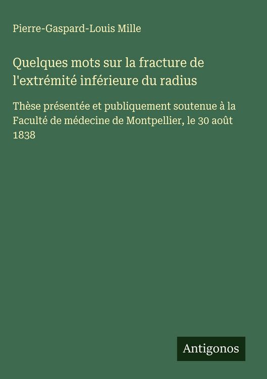 Produktbild: Quelques mots sur la fracture de l'extr&eacute;mit&eacute; inf&eacute;rieure du radius