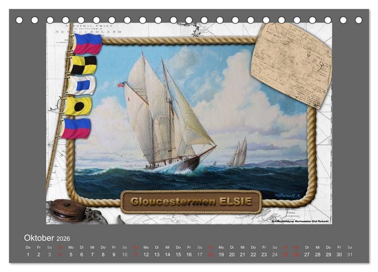 Produktbild: 500 Jahre unter Segeln - von der GOLDEN HIND zur KERSHONES (Tischkalender 2026 DIN A5 quer), CALVENDO Monatskalender