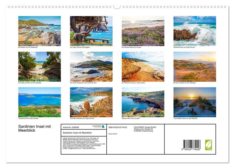 Produktbild: Sardinien Insel mit Meerblick (hochwertiger Premium Wandkalender 2027 DIN A2 quer), Kunstdruck in Hochglanz