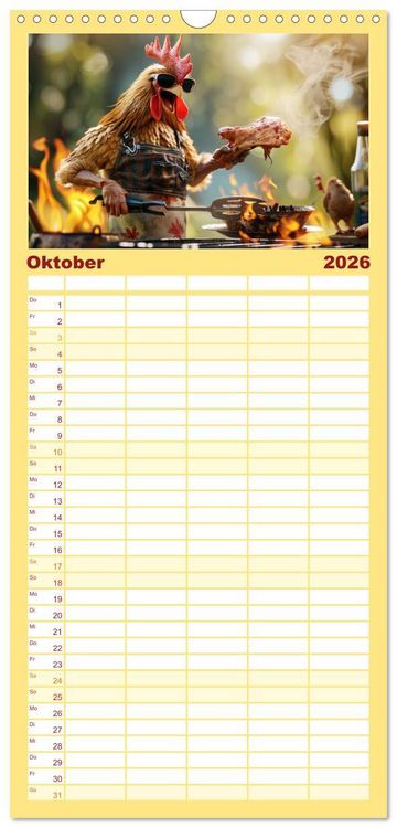 Produktbild: Familienplaner 2026 - Tierisch lustige Grillmeister mit 5 Spalten (Wandkalender, 21 x 45 cm) CALVENDO