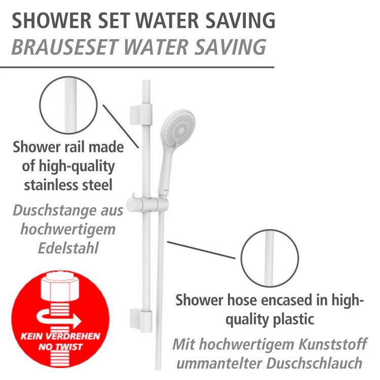 Produktbild: Brauseset Watersaving Wei&szlig;, L&auml;nge Stange: 70 cm