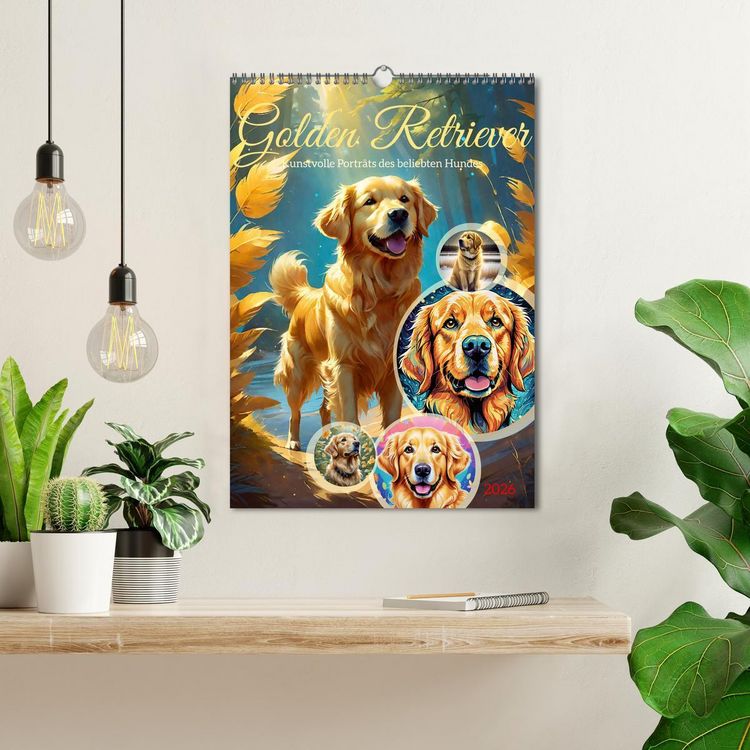 Produktbild: Golden Retriever. Kunstvolle Portr&auml;ts des beliebten Hundes (Wandkalender 2026 DIN A3 hoch), CALVENDO Monatskalender