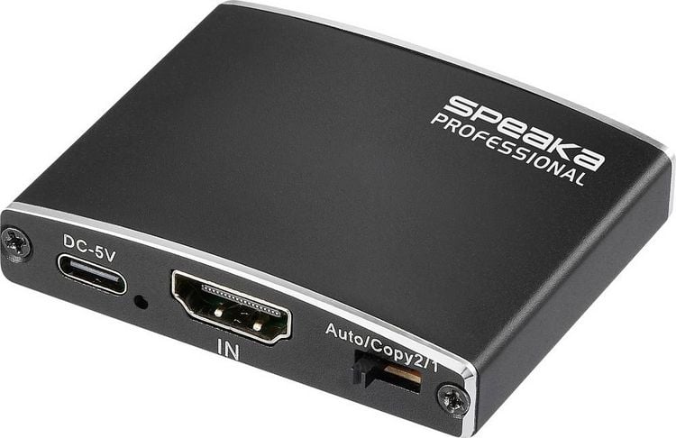 Produktbild: SpeaKa Professional SP-HDMIS-200 HDMI-Splitter mit Aluminiumgeh&auml;use, Ultra HD-f&auml;hig 3840 x 2160 Pixel Schwarz