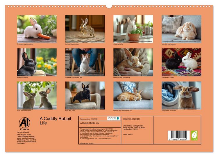 Produktbild: A Cuddly Rabbit Life (High Quality Premium Wall Calendar 2026 DIN A2 landscape),CALVENDO 12 Month Wall Calendar
