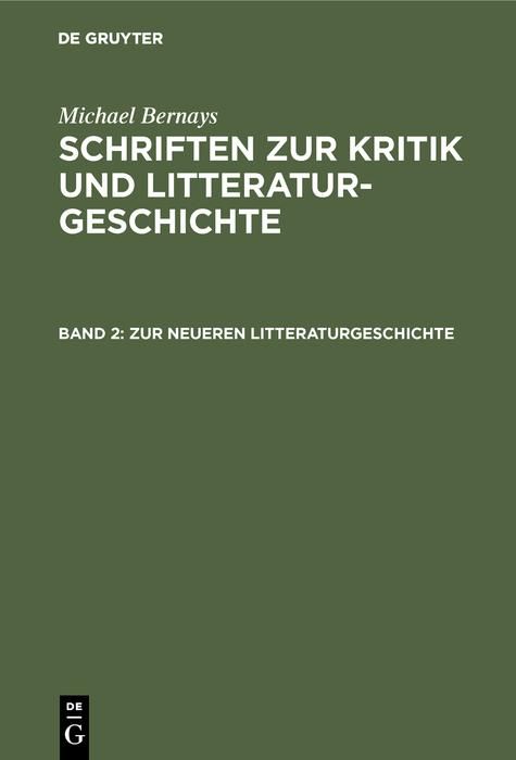 Produktbild: Zur neueren Litteraturgeschichte