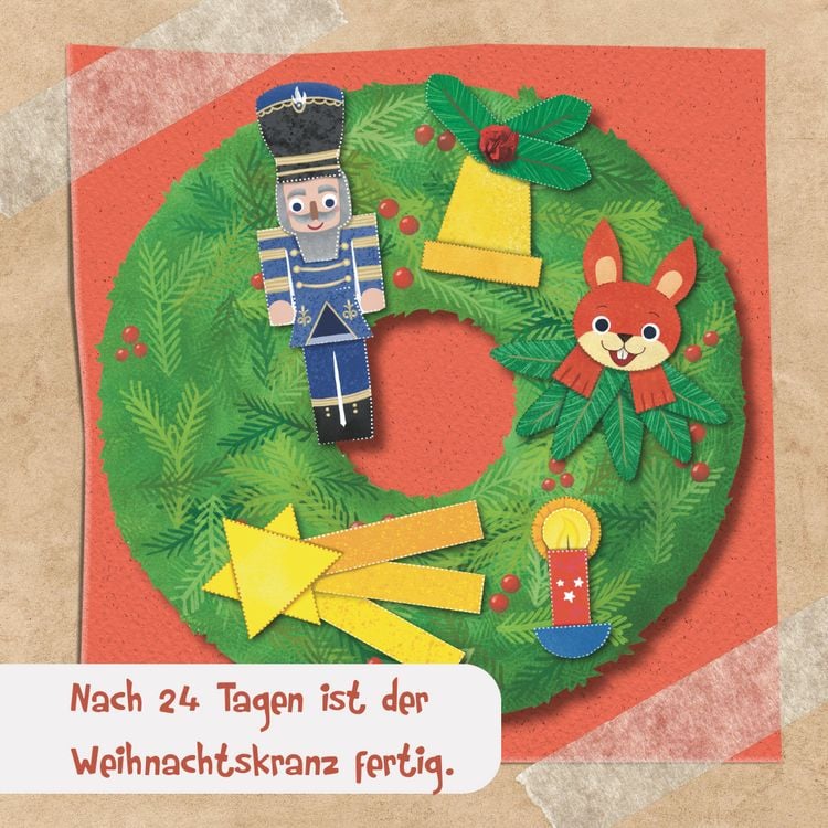Produktbild: Das Adventskalender-Verbastelbuch f&uuml;r die Allerkleinsten. Schneiden und Kleben. T&uuml;rkranz