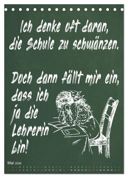 Produktbild: Coole Lehrerspr&uuml;che (Tischkalender 2026 DIN A5 hoch), CALVENDO Monatskalender
