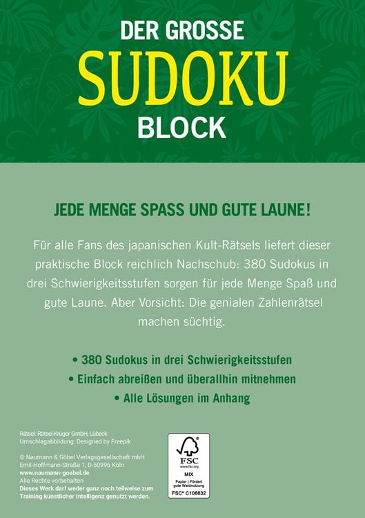 Produktbild: Der gro&szlig;e Sudoku Block Band 11