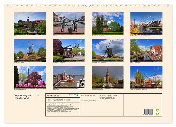 Produktbild: Papenburg und das Rheiderland (Wandkalender 2026 DIN A2 quer), CALVENDO Monatskalender