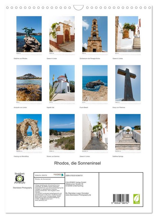 Produktbild: Rhodos, die Sonneninsel (Wandkalender 2026 DIN A3 hoch), CALVENDO Monatskalender