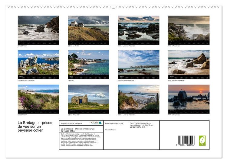 Produktbild: La Bretagne - prises de vue sur un paysage c&ocirc;tier (Calendrier mural haut de gamme 2027 DIN A2 vertical), CALVENDO calendrier mensuel