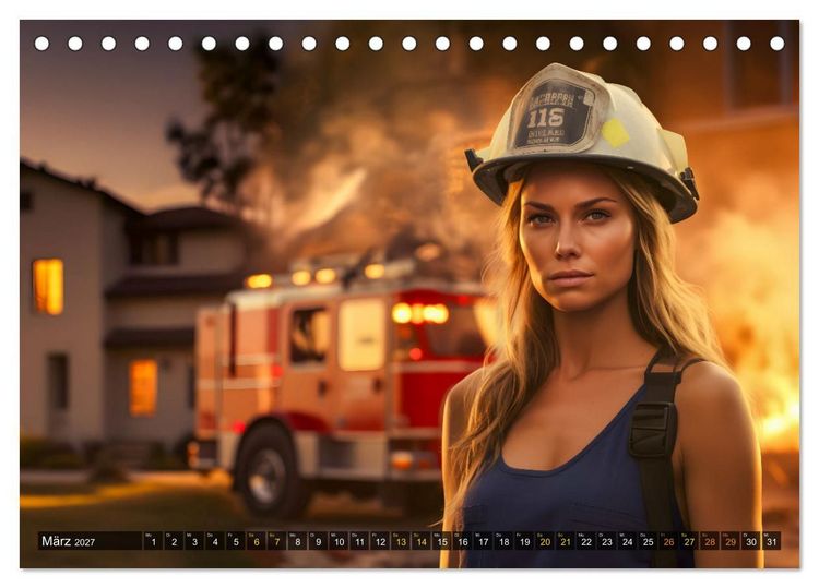 Produktbild: Sexy Feuerwehrfrauen: Hitzige Heldinnen zwischen Lippenstift und L&ouml;scheinsatz (Tischkalender 2027 DIN A5 quer), CALVENDO Monatskalender