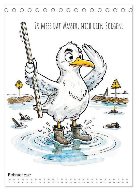 Produktbild: Freche K&uuml;sten‑M&ouml;wen - Lustiger maritimer Cartoon‑Kalender (Tischkalender 2027 DIN A5 hoch), CALVENDO Monatskalender