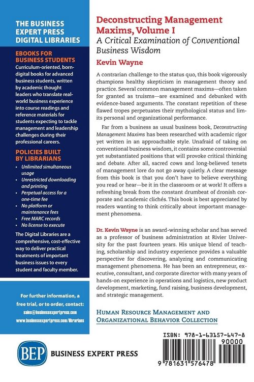 Produktbild: Deconstructing Management Maxims, Volume I