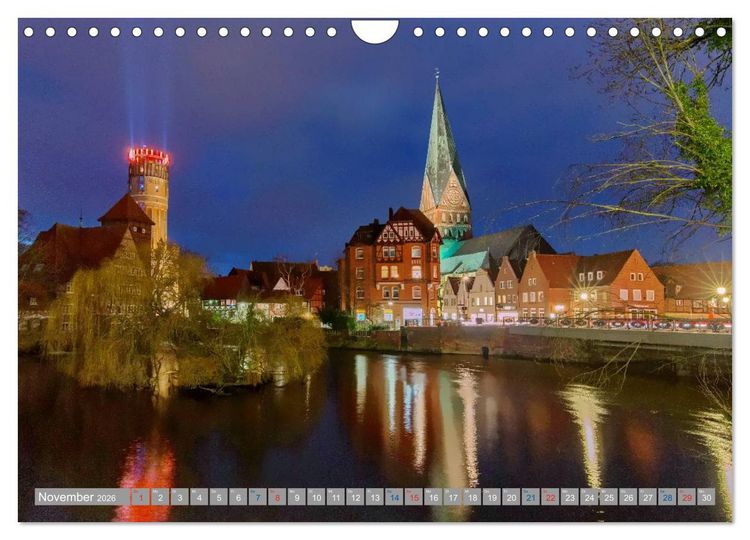 Produktbild: L&uuml;neburg - Eine mittelalterliche und romantische Hansestadt (Wandkalender 2026 DIN A4 quer), CALVENDO Monatskalender