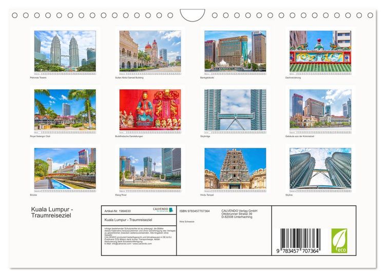 Produktbild: Kuala Lumpur - Traumreiseziel (Wandkalender 2026 DIN A4 quer), CALVENDO Monatskalender