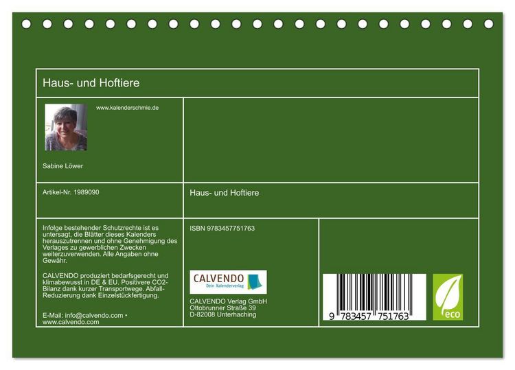 Produktbild: Haus- und Hoftiere (Tischkalender 2026 DIN A5 quer), CALVENDO Monatskalender