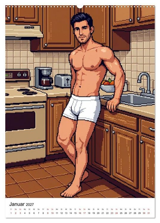 Produktbild: 8-Bit Adonis &ndash; Das Jahr in Pixeln (hochwertiger Premium Wandkalender 2027 DIN A2 hoch), Kunstdruck in Hochglanz