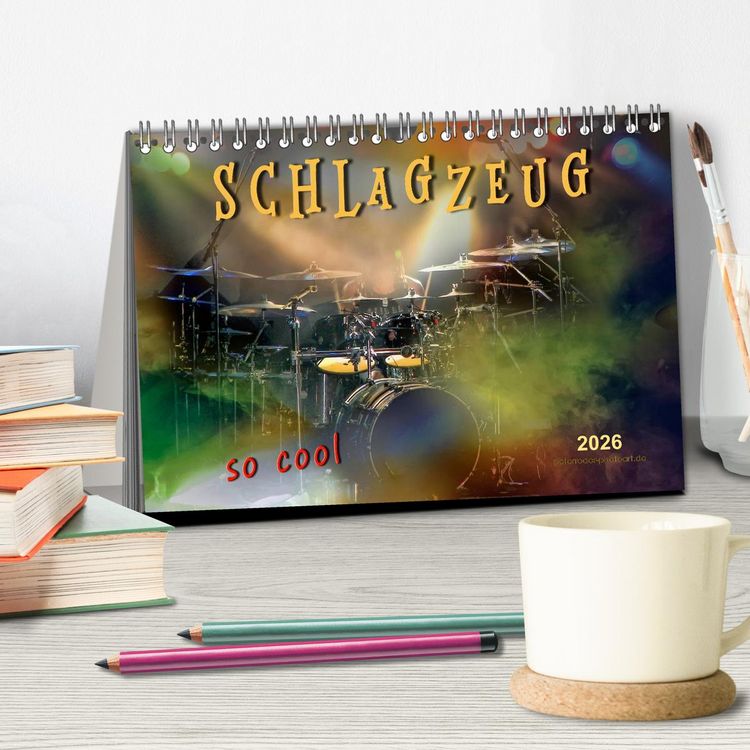Produktbild: Schlagzeug - so cool (Tischkalender 2026 DIN A5 quer), CALVENDO Monatskalender