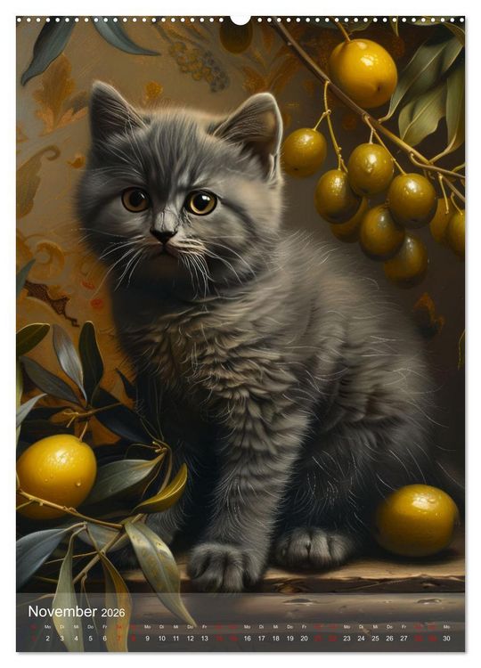 Produktbild: Katzen Kunstillustrationen (Wandkalender 2026 DIN A2 hoch), CALVENDO Monatskalender