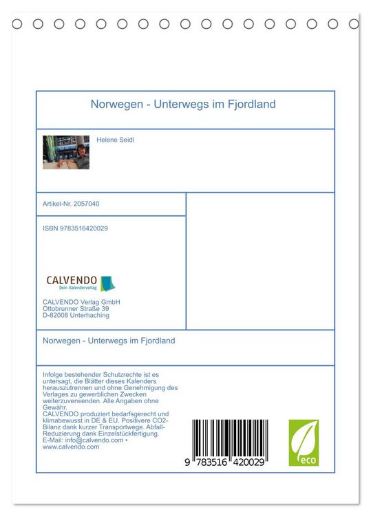 Produktbild: Norwegen - Unterwegs im Fjordland (Tischkalender 2026 DIN A5 hoch), CALVENDO Monatskalender