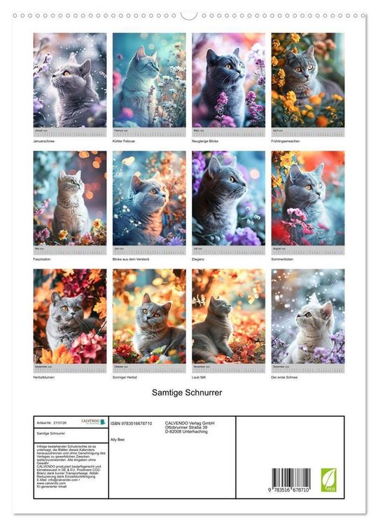 Produktbild: Samtige Schnurrer (hochwertiger Premium Wandkalender 2026 DIN A2 hoch), Kunstdruck in Hochglanz
