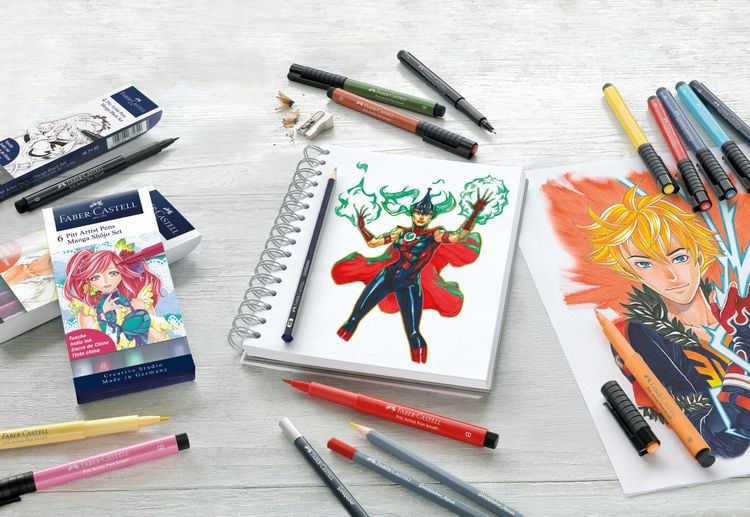 Produktbild: Faber-Castell Tuschestifte Pitt Artist Pens Manga Shonen, 6er Etui