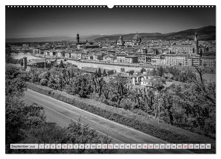Produktbild: FLORENZ Monochrome Impressionen (Wandkalender 2026 DIN A2 quer), CALVENDO Monatskalender