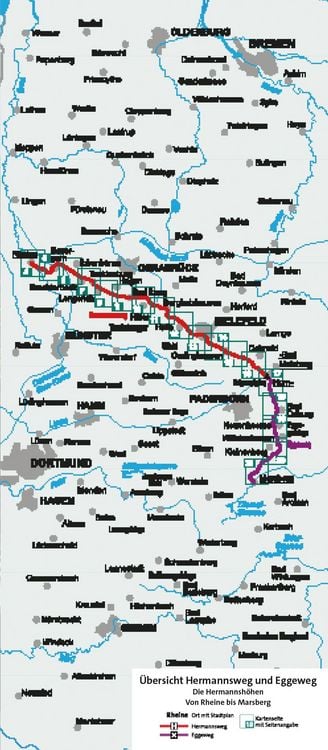 Produktbild: KOMPASS Wander-Tourenkarte Hermannsweg und Eggeweg, Die Hermannsh&ouml;hen 1:50.000