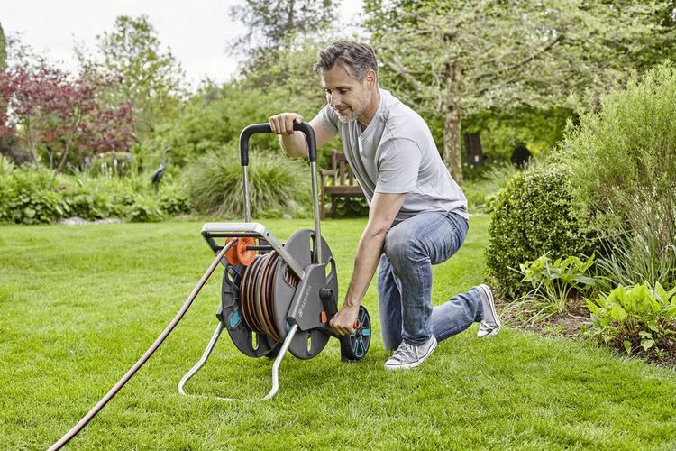 Produktbild: GARDENA 18520-20 Schlauchwagen CleverRoll L Easy Schlauchwagen 1 St. Grau, T&uuml;rkis, Orange