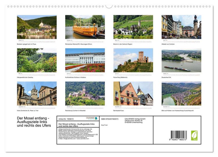 Produktbild: Der Mosel entlang - Ausflugsziele links und rechts des Ufers (hochwertiger Premium Wandkalender 2026 DIN A2 quer), Kunstdruck in Hochglanz