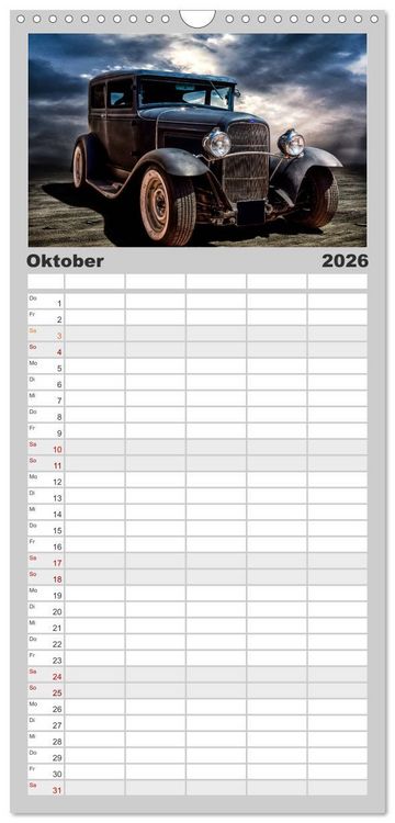 Produktbild: Familienplaner 2026 - American Classic Cars mit 5 Spalten (Wandkalender, 21 x 45 cm) CALVENDO